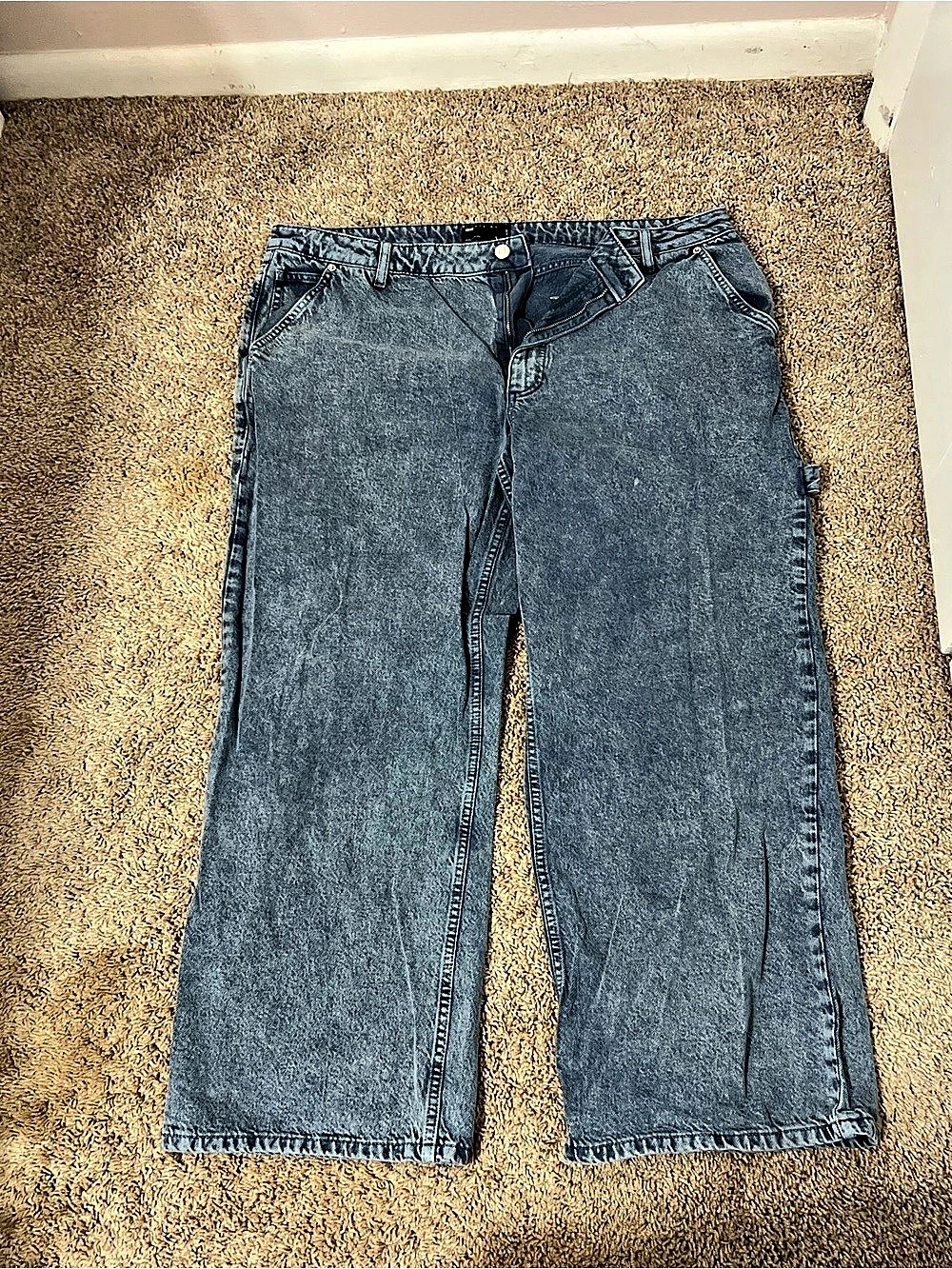 ASOS Design Wide Leg Jeans in Blue Waist 32